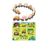 Wooden Train Set, Railway with Numbers, Preschool Learning Activities, Vehicle Game 19.69x15.75 Inches for Boys, Girls, Over 18 Months, Ideal Early Education and Motor Skill