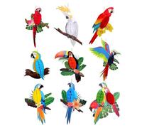 Wooden Tropical Birds Decorations | Appeso Parrot Decor | 9 Pezzi Set