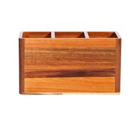 Wooden Utensil Holder - Rustic Storage Rack 12.1x6.8x4.7in, Multi-Compartment | Kitchen Organizer with Handle, Cutlery Silverware Spoon Spatula Cooking Tool Holder for Apartment Farmhouse Table Counte