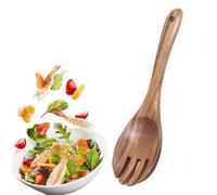 Wooden Utensils for Cooking - Teak Wood Spatula and Salad Fork Set | Natural Wooden Serving Spoons for Stirring, Baking, Mixing, and Cooking, Nonstick Cookware Safe Kitchen Tools, 11*2.76*0.79 inches