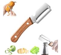 Wooden Vegetable Peeler and Bottle Opener, Zero Snag Kitchen Peeler for Potatoes Fruits, Ultra Sharp Stainless Steel Blade, Ergonomic Non Slip Handle, Easy Peel Tool for Tough Vegetables (1PC)