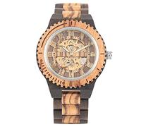 Wooden Watch Mechanical Automatic Men's Hand Watch Wooden Bracelet Strap Roman Numeral Display Party Valentine's Day Friends Holiday Gifts Gifts black