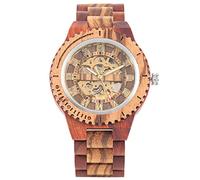 Wooden Watch Mechanical Automatic Men's Hand Watch Wooden Bracelet Strap Roman Numeral Display Party Valentine's Day Friends Holiday Gifts Gifts red
