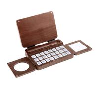 Wooden Watercolor Palette, 24 Well Tray, 6.69x4.72in Foldable Paint Board, Smooth Natural Finish, Lightweight Travel Friendly Design for Craft Camping, Road Trip, Classroom, Artist, Studio, Journal