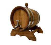 Wooden World - Botte in legno di rovere con rubinetto su supporto - Botte per vino, whisky, brandy - 10 litri