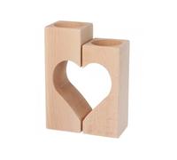 Wooden World - Coppia di portacandele in legno a forma di cuore - portacandele a forma di cuore
