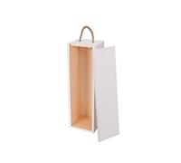 Wooden World - Elegante scatola portabottiglie in legno con manico in corda - bianco