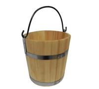 Wooden World - Secchio grande in legno con anello in metallo e manico 15 litri - vecchio stile molto solido - secchio per sauna