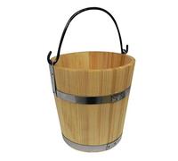 Wooden World - Secchio grande in legno con anello in metallo e manico 6 litri - vecchio stile molto solido - secchio per sauna