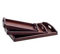 Wooden World Set di 3 vassoi in legno per colazione con manici marroni, tre diverse misure