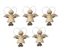 Wooden World - Set di 5 ornamenti per l'albero di Natale, piccoli ciondoli natalizi con angelo