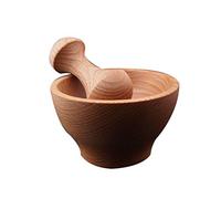 Wooden World - Set di mortaio in legno, piccolo mortaio da cucina con pestello, per macinare spezie e germogli, ottima idea regalo, mortaio resistente in legno di faggio - Dimensioni 10,5 cm x 6 cm