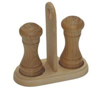 Wooden World - Supporto in legno con saliera e pepiera in polvere