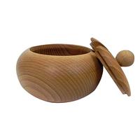 Wooden World - Zuccheriera grande in legno con coperchio, diametro 14 cm + cucchiaio piccolo in legno
