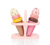 WOODENFUN Giocattolo di legno della gelateria dei bambini della gelateria con gli scaffali del ghiaccio, gioco di ruolo della cucina, finge di essere giocattolo alimentare