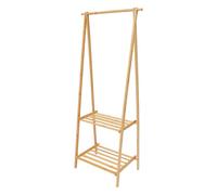 WooDerson Appendiabiti pieghevole, in bambù, stabile, con 2 ripiani, per camera da letto, spogliatoio, corridoio, 66 x 40 x 160 cm (colore log colore)