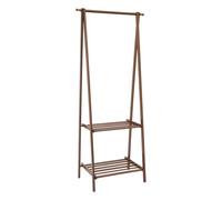 WooDerson Appendiabiti pieghevole, in bambù, stabile, con 2 ripiani, per camera da letto, spogliatoio, corridoio, 66 x 40 x 160 cm (Tawny)