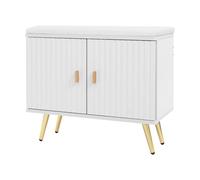 WooDerson Scarpiera con portaoggetti, moderna e sottile, con porte, per ingresso (bianco+oro, 60 x 30 x 50 cm)