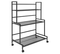 WooDerson Supporto per piante in metallo a 3 ripiani, per piante, robusto supporto per la decorazione del giardino in interni ed esterni, portata fino a 45 kg (nero)