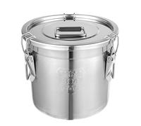 WooDerson Tanica ermetica in acciaio inox 304, 12 litri, secchio in acciaio inox con coperchio e manico, contenitore per cereali con coperchio, ermetico in metallo, per riso, farina e cereali