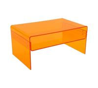 WooDerson Tavolino in acrilico a 2 ripiani, elegante, moderno, rettangolare, per soggiorno, comodino, per piccoli spazi nel soggiorno, 80 x 50 x 38 cm (arancione)
