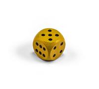 Woodfelsen®: cubo di legno colorato singolo in legno configurabile liberamente in 20 | materiale da gioco accessorio cubo 16 mm W6 D6 dimensioni standard Knobel Dice 6 lati (oro nero)