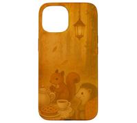 Woodland Animals Tea Party nella foresta autunnale illuminata da lanterna Custodia per iPhone 15