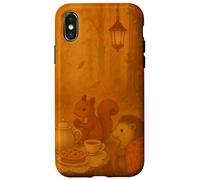Woodland Animals Tea Party nella foresta autunnale illuminata da lanterna Custodia per iPhone X/XS
