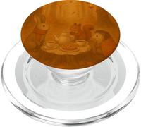 Woodland Animals Tea Party nella foresta autunnale illuminata da lanterna PopSockets PopGrip per MagSafe