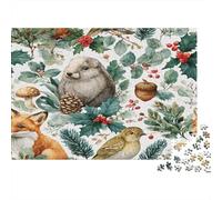 Woodland Animals, Watercolor Illustration,Puzzle Per Adulti 1000pcs (75x50cm),Giochi Di Sfida