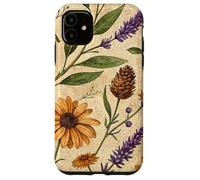 Woodland Botanical Pines and Petals Rustic Pattern Custodia per iPhone 11
