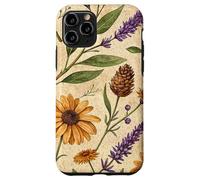 Woodland Botanical Pines and Petals Rustic Pattern Custodia per iPhone 11 Pro