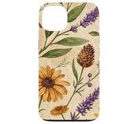 Woodland Botanical Pines and Petals Rustic Pattern Custodia per iPhone 13