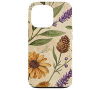 Woodland Botanical Pines and Petals Rustic Pattern Custodia per iPhone 13 Pro