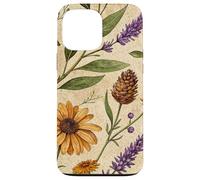 Woodland Botanical Pines and Petals Rustic Pattern Custodia per iPhone 13 Pro Max