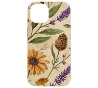Woodland Botanical Pines and Petals Rustic Pattern Custodia per iPhone 14