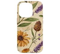Woodland Botanical Pines and Petals Rustic Pattern Custodia per iPhone 14 Pro