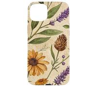 Woodland Botanical Pines and Petals Rustic Pattern Custodia per iPhone 15 Plus