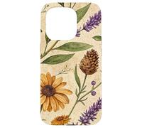 Woodland Botanical Pines and Petals Rustic Pattern Custodia per iPhone 15 Pro