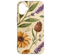 Woodland Botanical Pines and Petals Rustic Pattern Custodia per iPhone 16 Plus