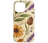 Woodland Botanical Pines and Petals Rustic Pattern Custodia per iPhone 16 Pro