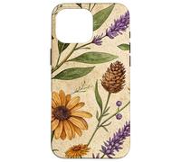 Woodland Botanical Pines and Petals Rustic Pattern Custodia per iPhone 16 Pro Max