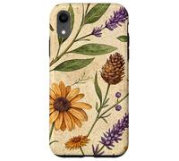 Woodland Botanical Pines and Petals Rustic Pattern Custodia per iPhone XR