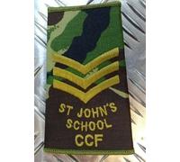 Woodland DPM Camo St. John's School CCF Rank Slides Genuine British Army Nuovo