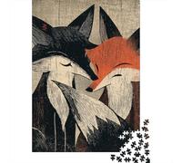 Woodland Foxes in Love Puzzle Impossible 1000Pcs Decorazione Per La Casa. Rilassamento E Intelligence Per Adulti E Bambini Da 12 Anni 70x50cm/1000pcs
