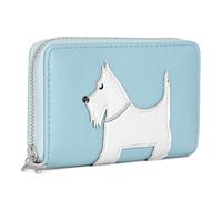 Woodland Leathers Portafoglio da donna dal design italiano, porta carte e organizer per denaro, spazioso, super morbido e fantasioso, borsa da donna con scomparti multipli, Cane Blu, 10x15.5 cm