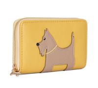 Woodland Leathers Portafoglio da donna dal design italiano, porta carte e organizer per denaro, spazioso, super morbido e fantasioso, borsa da donna con scomparti multipli, Cane Giallo, 10x15.5 cm