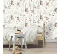 Animali Del Bosco Bambini Parati 300048 Neutro Orsi Gufi Conigli Lavabile Rasch