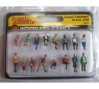 Woodland Scenics A1908 16 passeggeri persone viaggiatori seduti in piedi figure traccia H0 HO 1:87