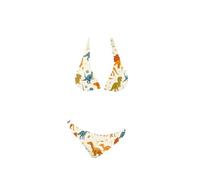 woodlogic Bikini a Triangolo con Dinosauri antichi e Foglie per Donna, Set con Laccetti, Costumi da Bagno Sexy da Spiaggia